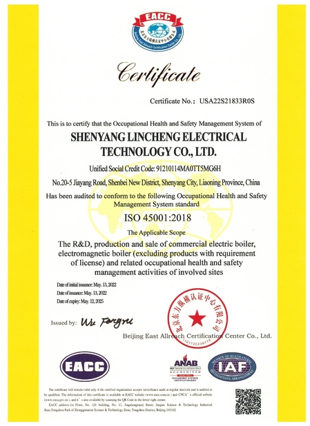 Çin shenyang lincheng Technology Co., Ltd Sertifikalar